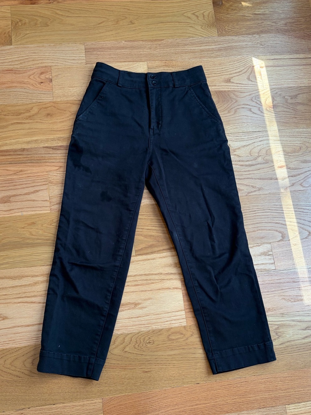Everlane Organic Cotton Black Straight Leg Pant size 6